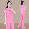 Traje Deportivo de Moda para Mujer, Verano 2026, Manga Corta Pantalón Largo, Conjunto Casual con Capucha Versátil y Elegante de Dos Piezas, Ropa de Mujer de Moda