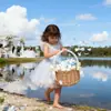 Cesta de Presente de Casamento de Vime, Cesta Impermeável Trançada de Floricultura para Flores Frescas e Secas, Cesta de Armazenamento Trançada de Rattan e Bambu, Transfronteiriça