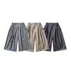 Yidao Vintage 2026 Verão Novo Estilo Japonês Cintura Elástica Plissado Calça de Perna Larga Reta Casual Curta para Homens