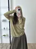 26 Outono Novo Estilo Blusa, Lã Merino Super Fina 100%, Estilo Coreano Cor Sólida com Capuz e Cordão Manga Longa Suéter de Tricô para Mulheres