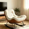 Sillón Mecedor para Persona Perezosa Silla Casual Individual Sala de Estar Balcón Reclinable de Lana de Cordero Hogar Lujo Ligero Silla Mecedora de Celebridad de Internet Silla para Siesta