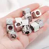 Contas Quadradas Grandes Polidas com Furo Passante Aço Inoxidável Acessórios DIY Corda de Couro com Contas Bolsa Colar Pingente de Moda