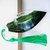 Marcador de página estilo chino con impresión del paisaje de Huangshan, Artesanía de nervadura de hoja Regalo, Artesanía con borla de temporada de graduación