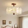 Luminária de Quarto Estilo Medieval Pérola de Vidro Retrô Lâmpada de Cristal Americana Sala de Estar 2025 Nova Luminária de Teto Francesa de Luxo Acessível