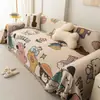 Tela para Funda de Sofá Estilo Pintura al Óleo Retro Algodón y Lino Cojín de Sofá de Dibujos Animados Toalla de Cubierta Completa de Alta Gama Nueva Funda de Sofá Antideslizante