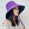 Chapéu de Pescador de Cor Pura de Alta Qualidade para Verão Chapéu de Sol Feminino Proteção Solar UV Chapéu da Moda