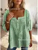 Nuevo top strapless de botones con estampado transfronterizo, elegante y con estilo para ir al trabajo, camisa casual de manga corta con cuello cuadrado, única y a la moda para mujer