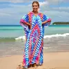 Camisa Protectora Solar de Playa Estampada de Rayón Europea y Americana al por Mayor, Vestido Sexy Holgado de Vacaciones, Cubre Traje de Baño Bikini