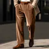 Calça Casual Masculina de Veludo Reta Estilo Britânico 2025 Calça de Terno Retro Cor Sólida para o Dia a Dia
