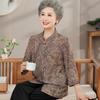 Roupas de primavera e verão para mulheres de meia-idade e idosas, blusa solta de vovó, blusa de 7 mangas para mãe, roupas para 60 e 70 anos, camisa com lapela
