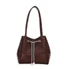 Nuevo Bolso de Noche Transfronterizo 2025 Moda para Mujer Elegante Bolso Cubo Tejido con Cadena Bolso Cruzado