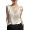 Camisola de Verano de Seda de Hielo con Cuello en V para Mujer, Top Exterior sin Mangas, Traje de Moda Holgado, Ropa Interior