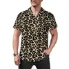 Camisa Masculina Transfronteiriça Havaiana Sexy Estampa de Leopardo Vermelho Roupas Masculinas Casual Retro Verão Praia Estilo de Rua