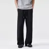 Calça Comprida Masculina de Verão Tendência Marca Cordão Solta Reta Perna Larga com Tecido de Malha Drapeado 2026