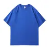 Al por mayor Camiseta de Algodón Puro 260g Hombro Caído Cuello Redondo Manga Corta Verano Estilo Nuevo Unisex Casual Holgada Color Sólido para Hombre