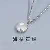Collar de plata de ley con mar y piedra secos para mujer, nuevo, simple, de lujo ligero, nicho, regalo de cumpleaños del Día de San Valentín para novia