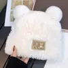 Gorro de lana de oso bonito para niños, invierno 2024, con explosiones, de peluche, cálido, de punto, para otoño e invierno, con cabeza grande
