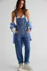 Transfronterizo 2025 Europa y América Estación Independiente de Amazon Pantalones de Mezclilla con Tirantes Casuales Sueltos para Mujer