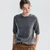 Otoño e Invierno Nuevo 100% Cachemira Tejido Siete Mangas Prenda de Una Pieza Cuello Redondo Color Sólido Suéter Capa Base Holgada