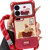 Funda Bordada de Año Nuevo con Cachorro Lindo Adecuada para iPhone 17 Pro Max 16/15/14 con Cordón Lindo