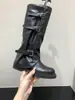 Botas de montar largas Melard de suela gruesa, botas de mujer, nueva colección otoño/invierno 2025, botas negras estilo motociclista hasta la mitad de la pantorrilla