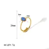 Anillo de Acero Inoxidable con Piedra Natural Estilo Ins Transfronterizo para Mujer Moda Elegante Anillo de Acero de Titanio Chapado en Oro de 18K Anillo Antidesvanecimiento