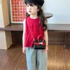 Bolsa para Niños 2024 Nueva Moda Europea y Americana Patrón de Lichi Mini Bolso Kelly Niñas Bolso Cruzado de Color Contrastante Bolso Rojo para Mujer