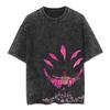 Camiseta Holgada de Dibujos Animados Japoneses Regreso de Hechizo Oversize Retro Vintage Lavada Batik Estampada Directamente