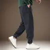 Calça moletom de tricô retrô americana de alta qualidade para homens, novo modelo outono 2026, cintura elástica, punhos, modelagem solta, calça casual esportiva