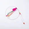 Fábrica em estoque arame de aço pena vara engraçada para gato vara longa elástica rato peixe vara engraçada para gato brinquedo de gato atacado transfronteiriço