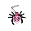 Getta europeo y americano transfronterizo araña nariz clavo anillo de nariz con forma de corazón clavo para la nariz adornos para la nariz clavo para la nariz de acero inoxidable joyería para piercing corporal