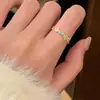 Anillo de Zirconia de Mariposa de Color para Chica Dulce Moda para Mujer Exquisito Alto Sentido de Gama Anillo Abierto Elegante Apilable Moda