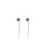 Pendientes de Hilo para Oreja con Flor de Gota Azul Pequeña Iris Dulce y Fresco Estilo Mori Super Hada Pendientes Dulces Elegantes Versátiles para Mujer