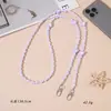 Cadena Larga para Teléfono Cruzada Corazón Perla Dopamina Correa Simple de Teléfono con Cuentas Correa para Bolso