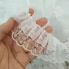 Borda de Renda Pregueada Dupla Camada de 4,5 cm de Largura Acessórios para Roupas Costura Artesanal DIY Punhos Bainha de Saia Cortinas
