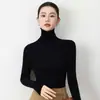 Tejidos de punto de alta calidad transfronterizos, lana de hilo fino, suéter de cuello alto versátil para otoño e invierno, capa base de ajuste ceñido, top de punto fino para mujer