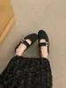 Sapatos femininos de inverno estilo Mary Jane com estampa de leopardo, forrados com fleece para aquecimento, estilo Birkenstock plano retrô