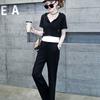 Chaleco de tres piezas de moda informal de talla grande para mujer, top corto con capucha y cordón ajustable, pantalones anchos con cintura elástica, pantalones casuales de moda