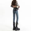 Jeans de Cintura Alta para Mujer 2025 Otoño e Invierno Nuevo Slim Negro Ajustado Forrado de Felpa Grueso Pantalones Lápiz