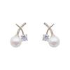 Pendientes de plata s925 con forma de cruz y perlas, estilo nuevo, ligeros, de lujo, elegantes, de alto nivel, para damas famosas, pequeños y exquisitos.