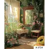 Pintura a Óleo de Menina Francesa Fotografia Transmissão Ao Vivo Tecido de Fundo Parede de Fundo Estereoscópica 3D Jardim de Monet Tecido de Fundo para Fotos Cenário