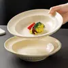 Platos Cerámicos de Alta Gama para Uso Doméstico, Elegantes y Minimalistas, Adecuados para Sopa, Pasta y Ensalada, con una Apariencia Elegante