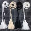 Cuerda de algodón de punto de fábrica cuerda trenzada cinturón de borla doble blanco y negro borla para colgar cortinas borla accesorios de borla