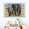 Personalidad creativa 3D imitación ventana tridimensional sabana africana elefante pared de fondo sala de estar dormitorio pegatinas al por mayor