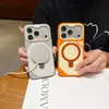 Compatible con iPhone 18 Pro Max, funda de teléfono magnética colorida con soporte, cubierta protectora Apple 17 con agujeros transpirables y tacto de piel 15