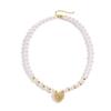 Colar de pérolas de imitação de zircônia com pingente de moda transfronteiriça europeia e americana, colar de pérolas femininas banhado a cobre, ouro 18K