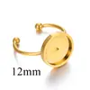 Suporte de anel de abertura em aço inoxidável diâmetro interno 4-12mm acessórios de joalheria diy base de anel de pedra natural conjunto anel de gema