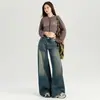 Jeans de Perna Larga Soltos, Lavados, Retrô, Estilo Zero Wild, Novos para Outono e Inverno, para Mulheres
