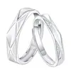 Anillo de Pareja Love Convention para Hombres y Mujeres Un Par de Anillos Abiertos Simples de Amor Anillo de Pareja de Diamantes de Moda Simple Incrustado con Diamantes