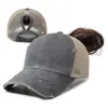 Boné de Baseball de Tela Feminino para Primavera e Verão, Chapéu de Sol para Rabo de Cavalo, Boné com Logo Cor Sólida Vintage Lavado para Uso ao Ar Livre